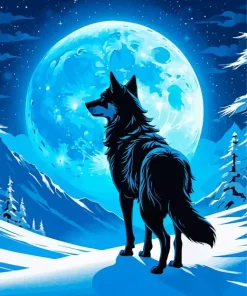 Blue Moon Wolf Diamond Painting