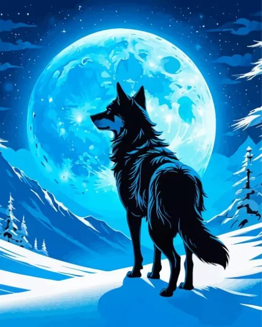 Blue Moon Wolf Diamond Painting
