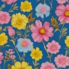 Blue Pink And Yellow Flowers Diamond Painting
