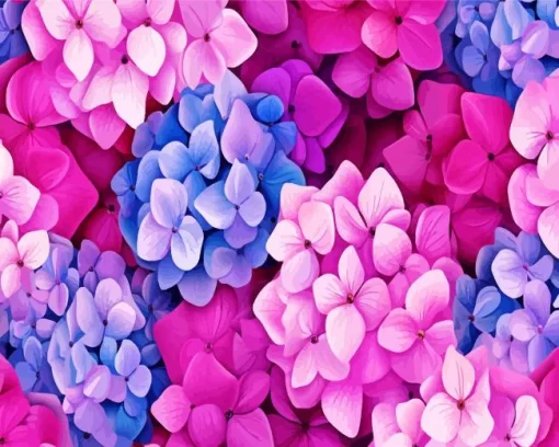 Blue Pink Purple Hydrangea Diamond Painting