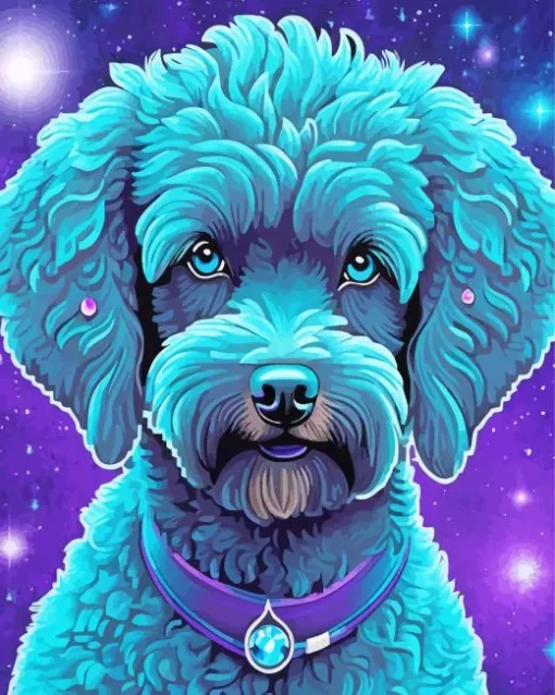 Blue Poodle Dog Diamond Painting