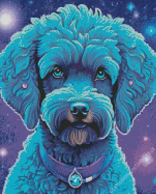 Blue Poodle Dog Diamond Painting