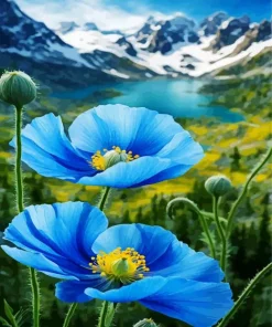 Blue Poppies Diamond Painting