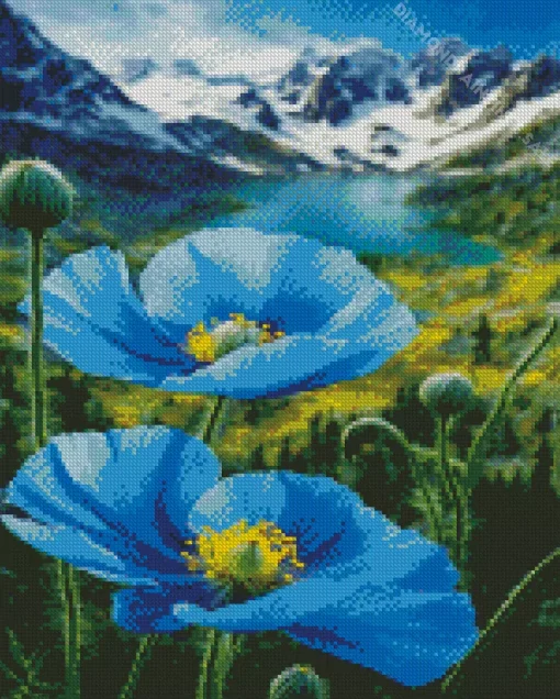 Blue Poppies Diamond Painting