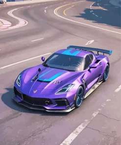 Blue Purple Car Diamond Painting