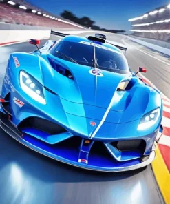 Blue Race Car Diamond Painting