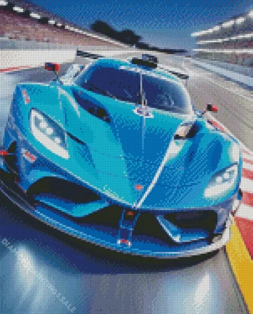 Blue Race Car Diamond Painting