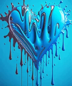 Blue Splatter Heart Diamond Painting