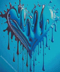 Blue Splatter Heart Diamond Painting