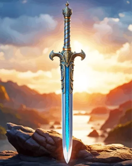 Blue Sword In The Stone Diamond Painting