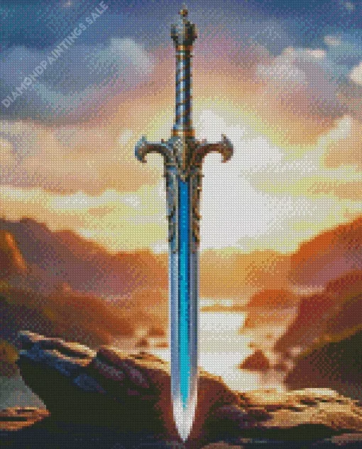 Blue Sword In The Stone Diamond Painting