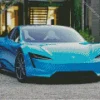 Blue Tesla Car Diamond Painting