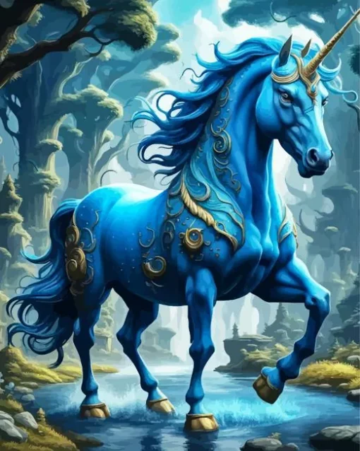Blue Unicorn Diamond Painting