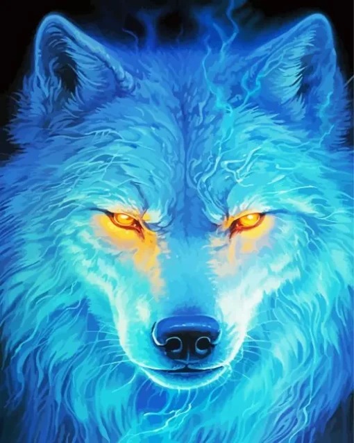 Blue Wolf Face Diamond Painting