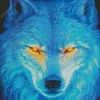 Blue Wolf Face Diamond Painting
