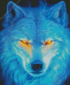 Blue Wolf Face Diamond Painting