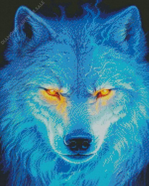 Blue Wolf Face Diamond Painting