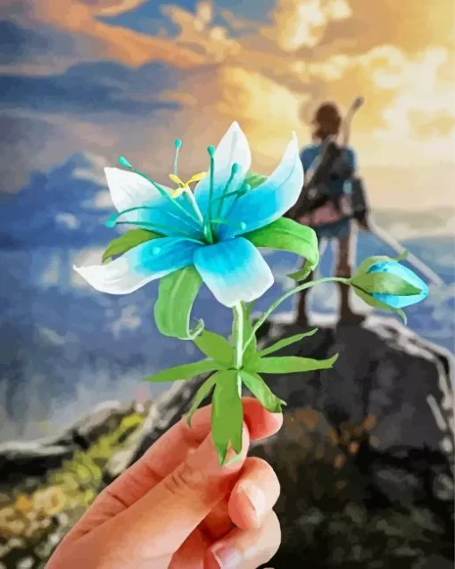 Blue Zelda Flower Diamond Painting