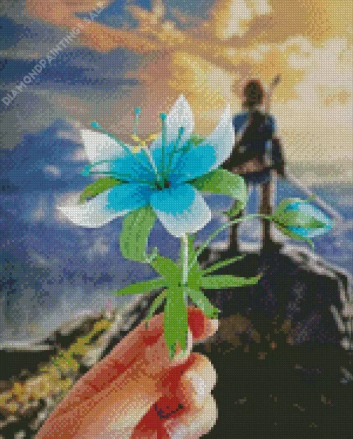 Blue Zelda Flower Diamond Painting