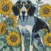 Bluetick Coonhound And Sunflowers Diamond Painting