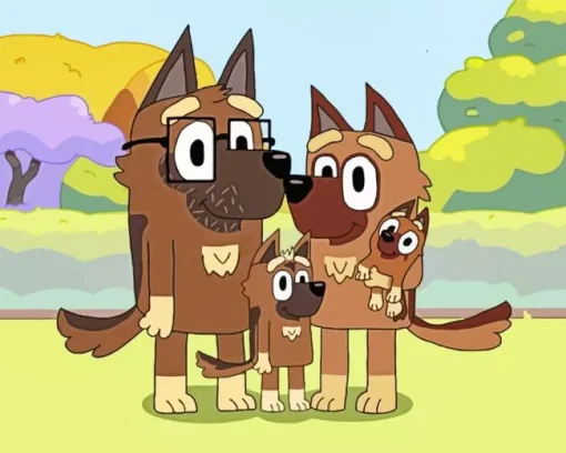 Bluey German Shepherd Family Diamond Painting
