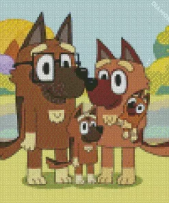 Bluey German Shepherd Family Diamond Painting