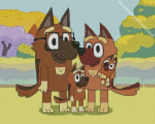 Bluey German Shepherd Family Diamond Painting