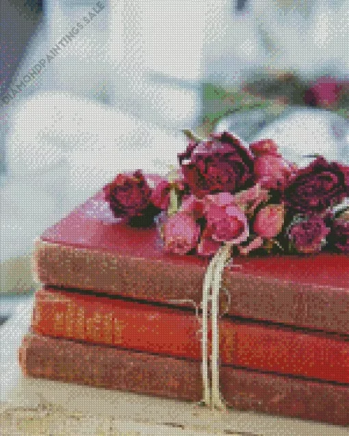 Books With Flowers Diamond Painting