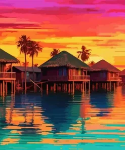 Bora Bora Beach Huts Diamond Painting