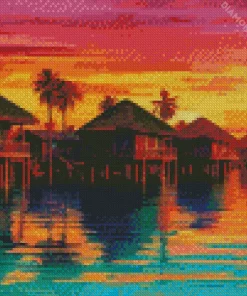 Bora Bora Beach Huts Diamond Painting