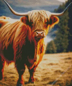 Brown Fluffy Cow Diamond Painting