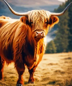 Brown Fluffy Cow Diamond Painting
