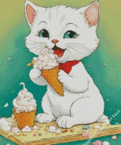 Cat Eating Ice Cream Diamond Painting