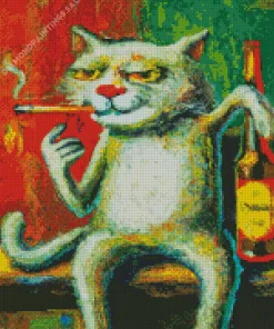 Cat Smoking Cigarette Diamond Painting