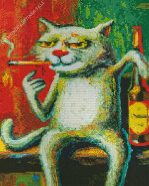 Cat Smoking Cigarette Diamond Painting
