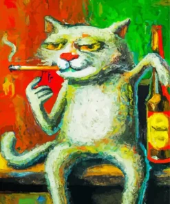 Cat Smoking Cigarette Diamond Painting