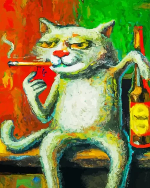 Cat Smoking Cigarette Diamond Painting