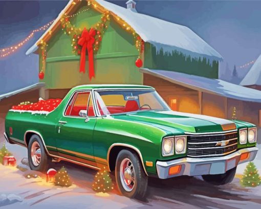 Christmas Chevrolet El Camino Diamond Painting