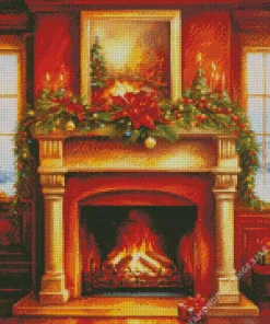 Christmas Fireplace Romantic Diamond Painting