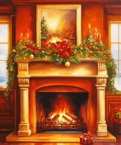 Christmas Fireplace Romantic Diamond Painting