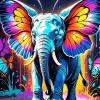 Colorful Elephant With Butterfly Diamond Painting