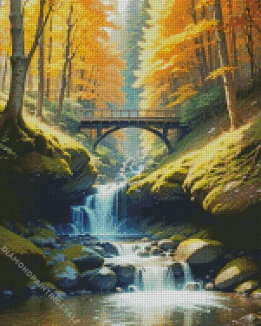 Cool Forest Waterfall Diamond Painting