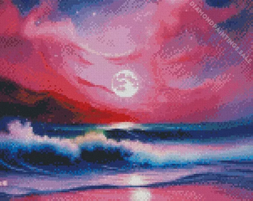 Cool Full Moon Beach Art Diamond Painting