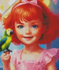 Cute Girl And Bird Diamond Painting
