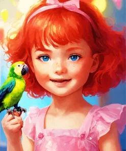 Cute Girl And Bird Diamond Painting