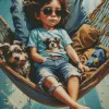Cute Girl Hammock Diamond Painting