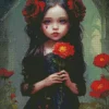Cute Goth Girl And Flower Diamond Painting