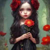 Cute Goth Girl And Flower Diamond Painting