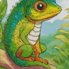 Cute Green Lizard Diamond Painting