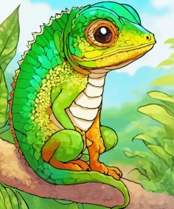 Cute Green Lizard Diamond Painting